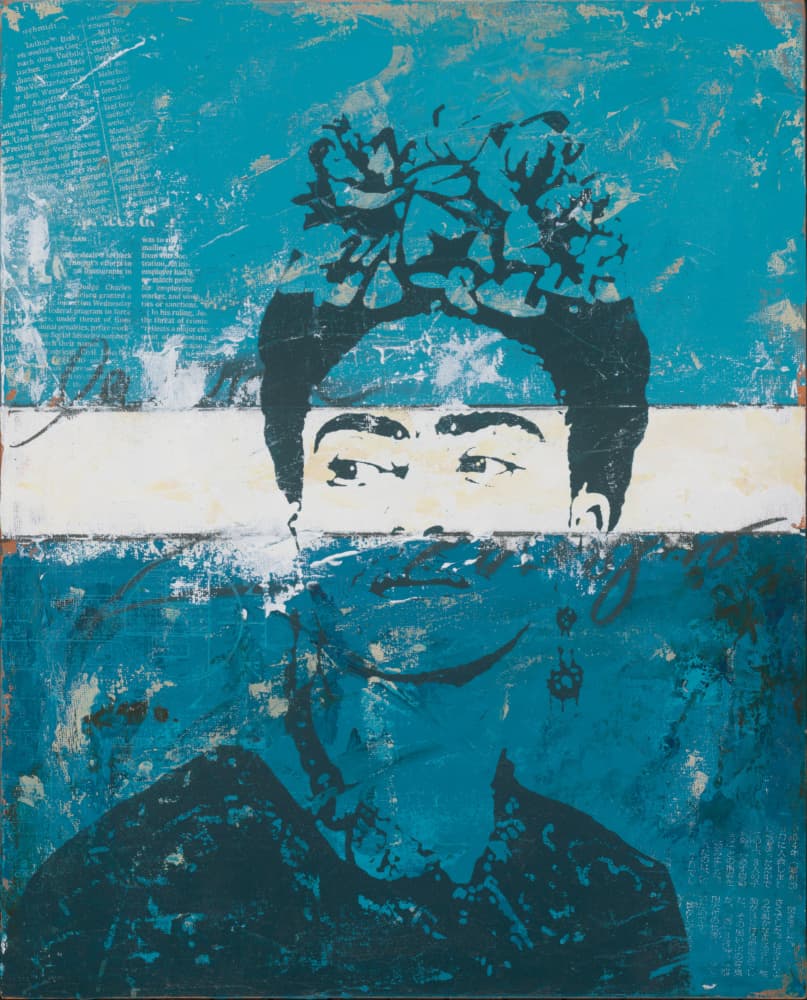 Blue Stencil Woman by Pia Lilenthal — canvas wall art