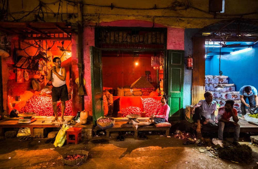 Indian Night Market by Subhajit Das — canvas wall art