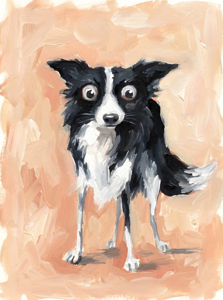 Wide Eyed Border Collie by HUGO — canvas wall art