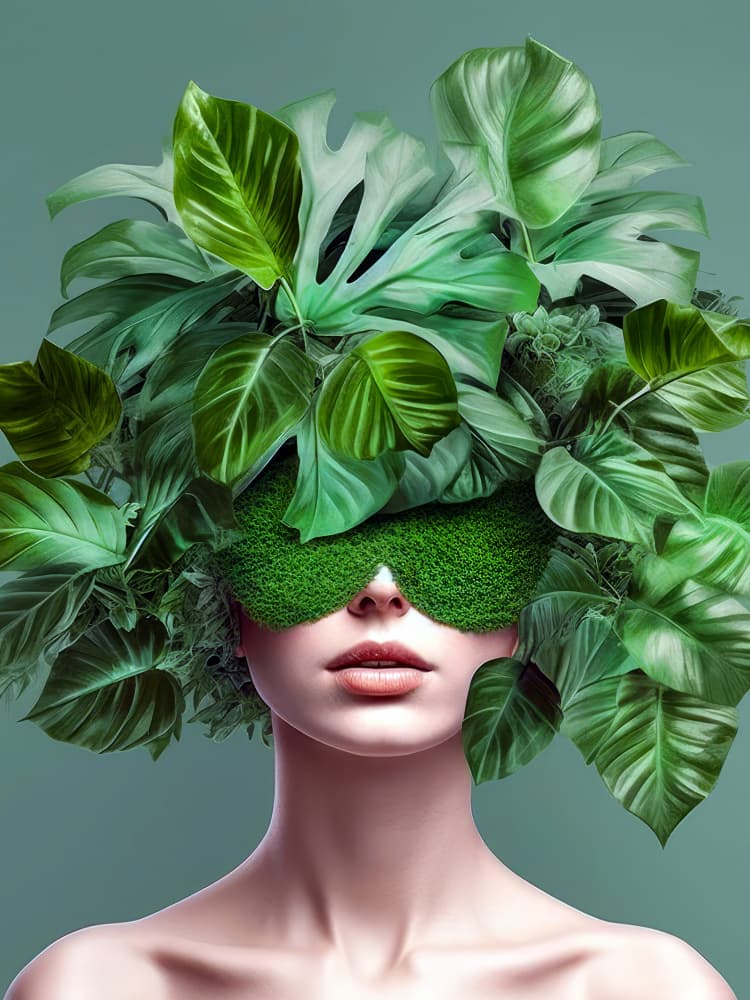 Lush Botanical Portrait by Justyna Jaszke — canvas wall art