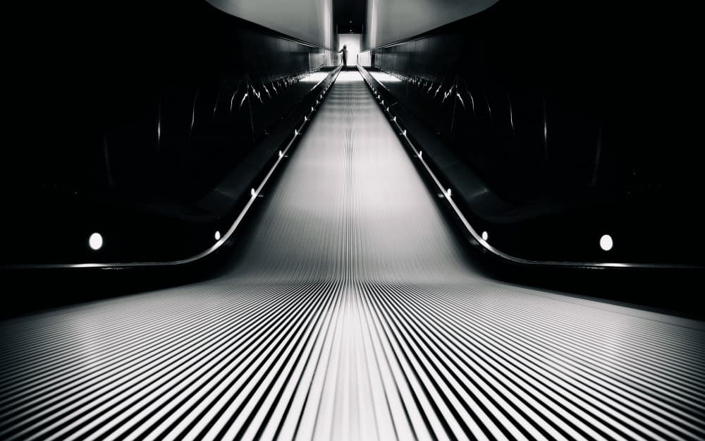 Minimalist Escalator Path by Ariel Ariel — canvas wall art