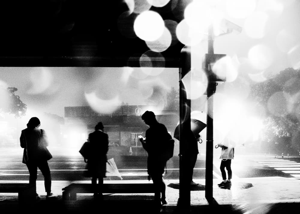 Rainy City Silhouettes by HAN dong hee — canvas wall art