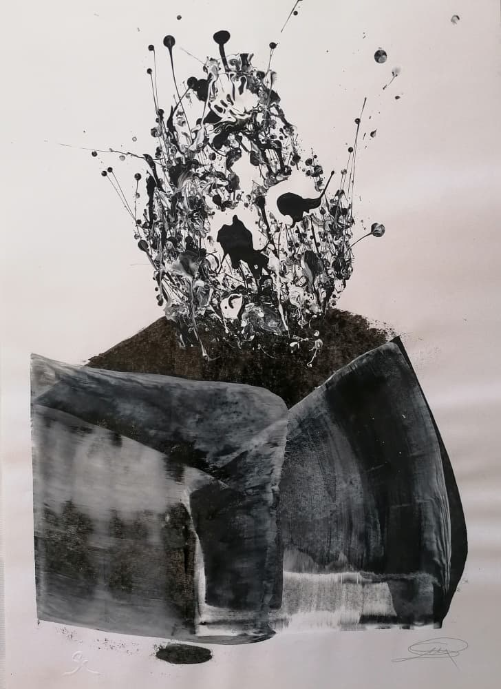 Monochrome Abstract Burst by Stefano Mazzolini — canvas wall art