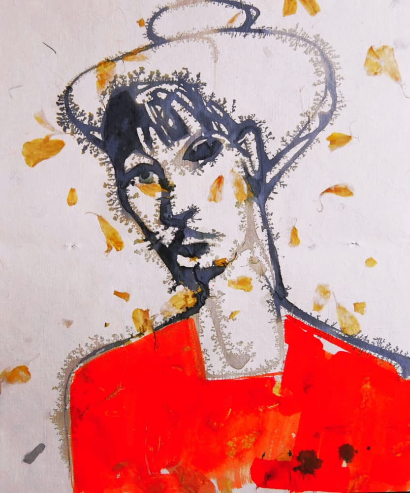 Expressive Red Portrait by Doris Schmitz — canvas wall art