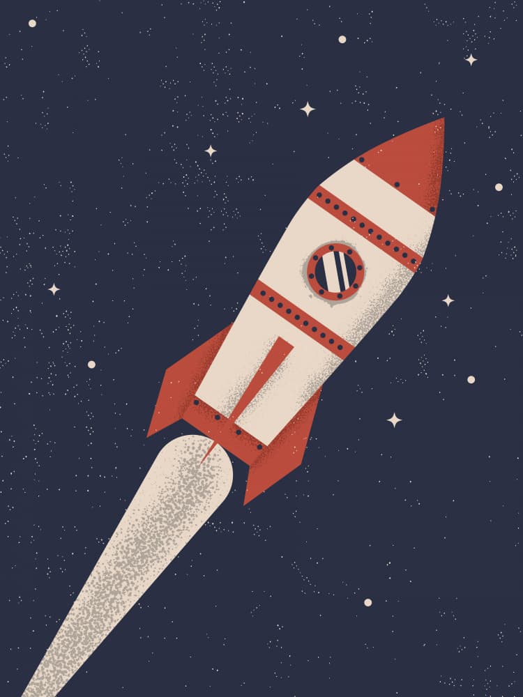 Vintage Rocket Flight by The Creating Mind — canvas wall art