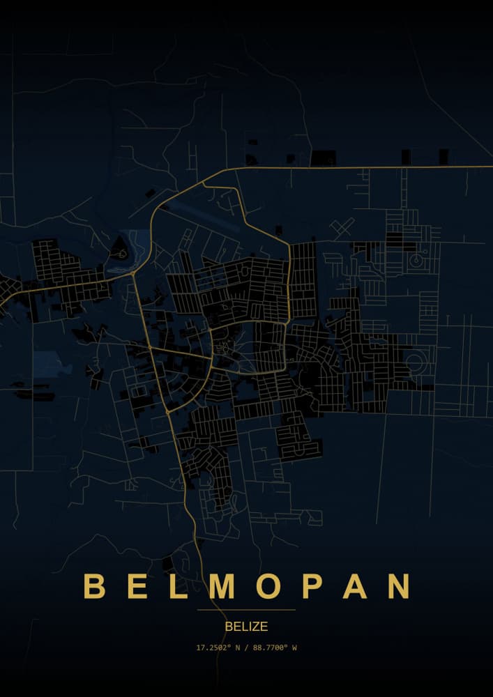 Belmopan Golden Map by HUGO — canvas wall art