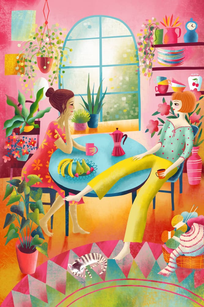 Cozy Morning Chat by uta krogmann — canvas wall art