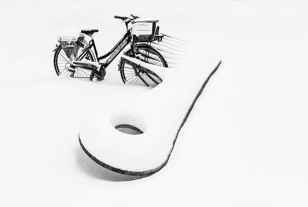 Snowy Bike Abstract Form by Zhecho Planinski — canvas wall art