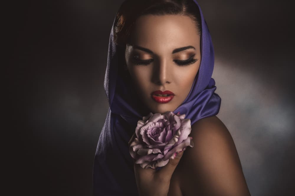 Elegant Woman and Rose by Peppe Tambè — canvas wall art