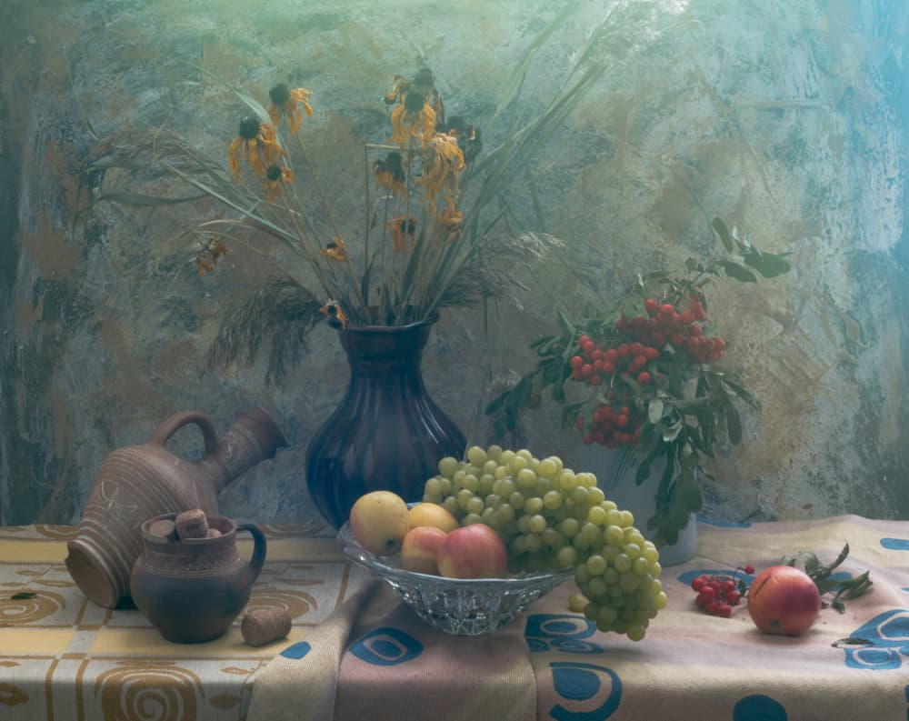 Still life with blue Autumn by UstinaGreen — canvas wall art
