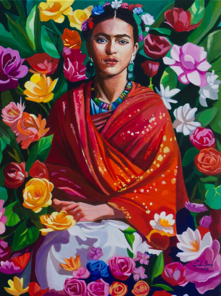 Vibrant Woman Floral Portrait by Gordon Bruce — canvas wall art