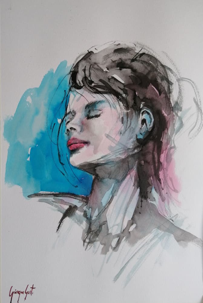 Serene Blue Portrait by Giorgio Gosti — canvas wall art