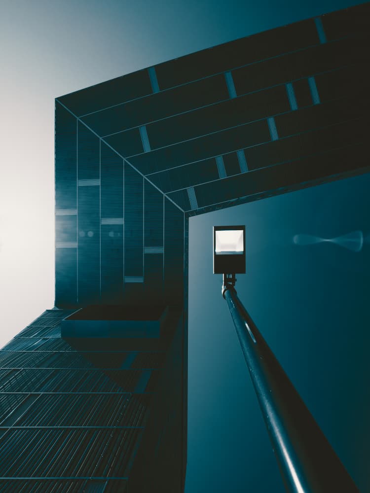 Blue Architectural Perspective by Mike Kreiten — canvas wall art