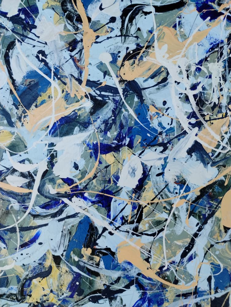 Dynamic Blue Paint Splatter by Michael Cross — canvas wall art