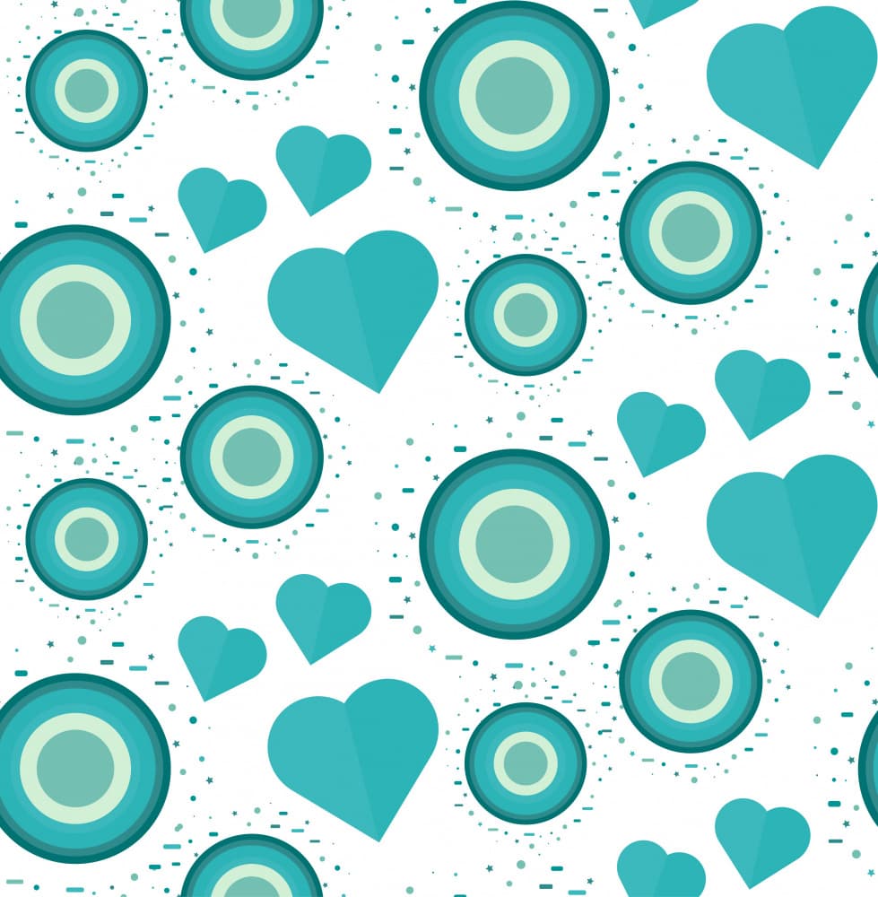Teal Hearts And Circles by Marika Barsrsind β canvas wall art