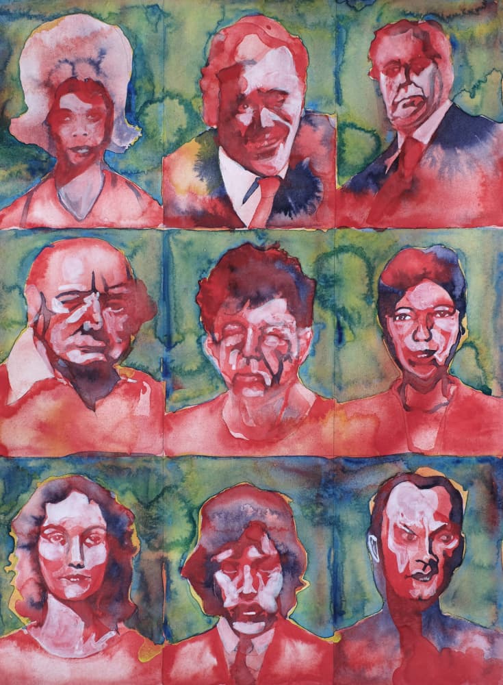Nine Expressive Faces by Joshua Hoskins — canvas wall art