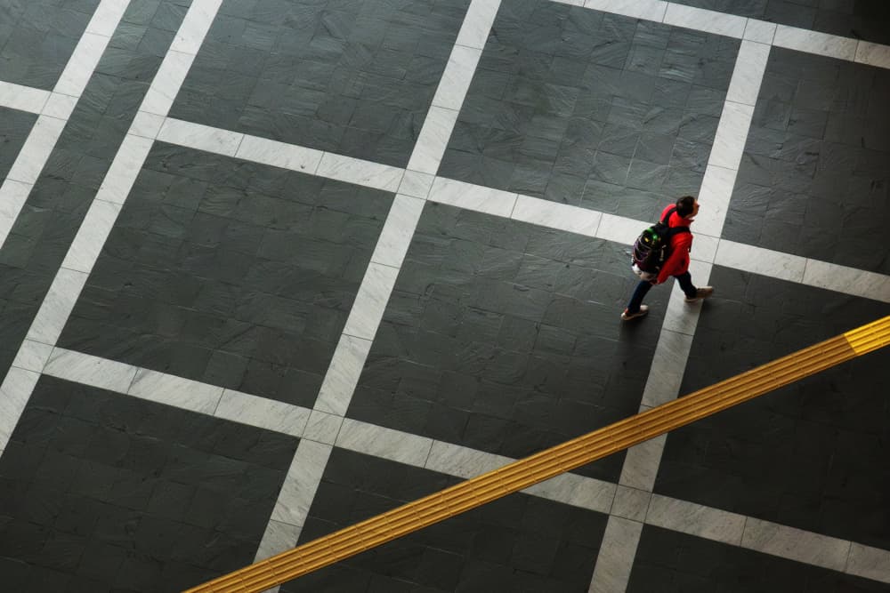 Solitary Walk on Grid by Haruyo Sakamoto — canvas wall art