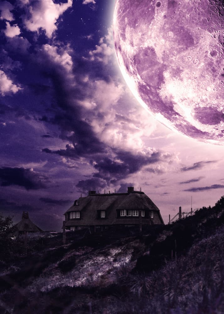 House Under Purple Moon by Ariz Rab — canvas wall art
