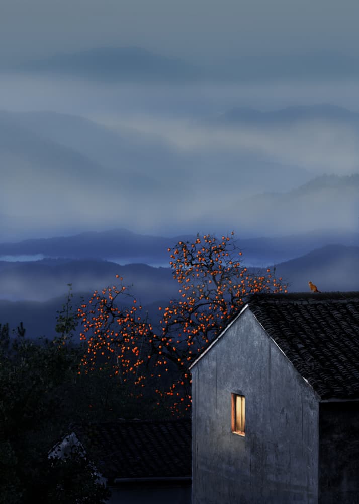 Misty Mountain Home Glow by Hsiao-Yang Fei — canvas wall art