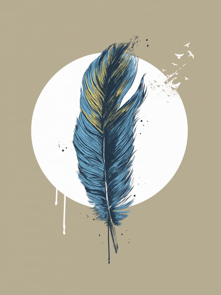 Blue Feather Flight by Balazs Solti — canvas wall art
