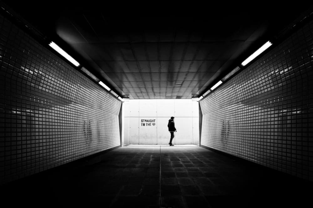 Solitary Figure Tunnel Light by Jorge Pimenta — canvas wall art