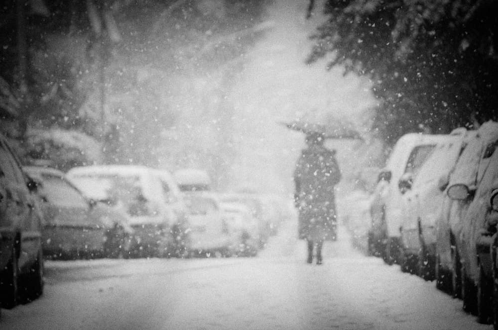 Snowy City Walk by Antonio Grambone — canvas wall art