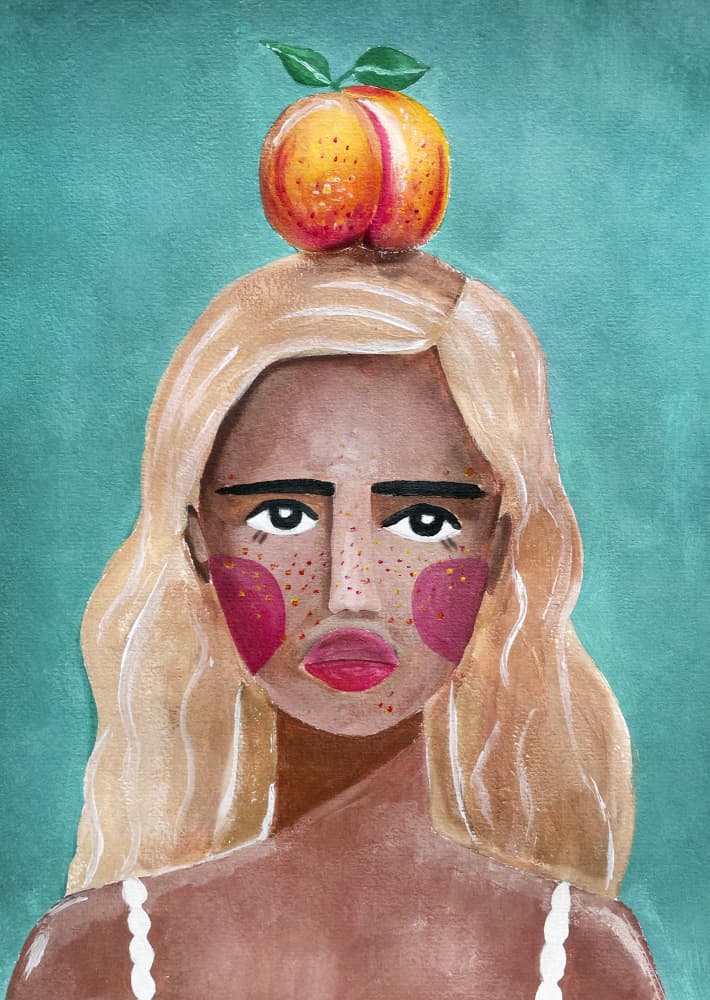 Woman With Peach by Raissa Oltmanns — canvas wall art