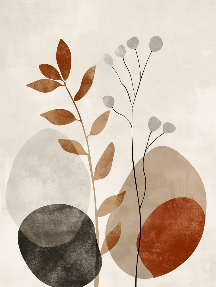 Earthy Botanical Shapes by Bilge Paksoylu — canvas wall art