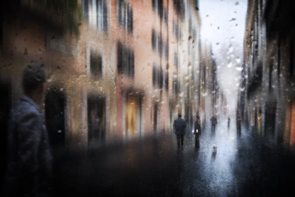 Rainy City Street by Nicodemo Quaglia — canvas wall art