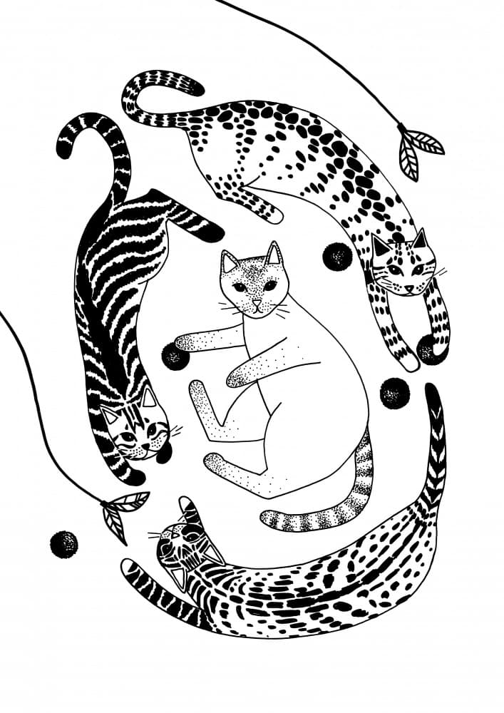 Whimsical Cat Play by Rosana Laiz Blursbyai — canvas wall art