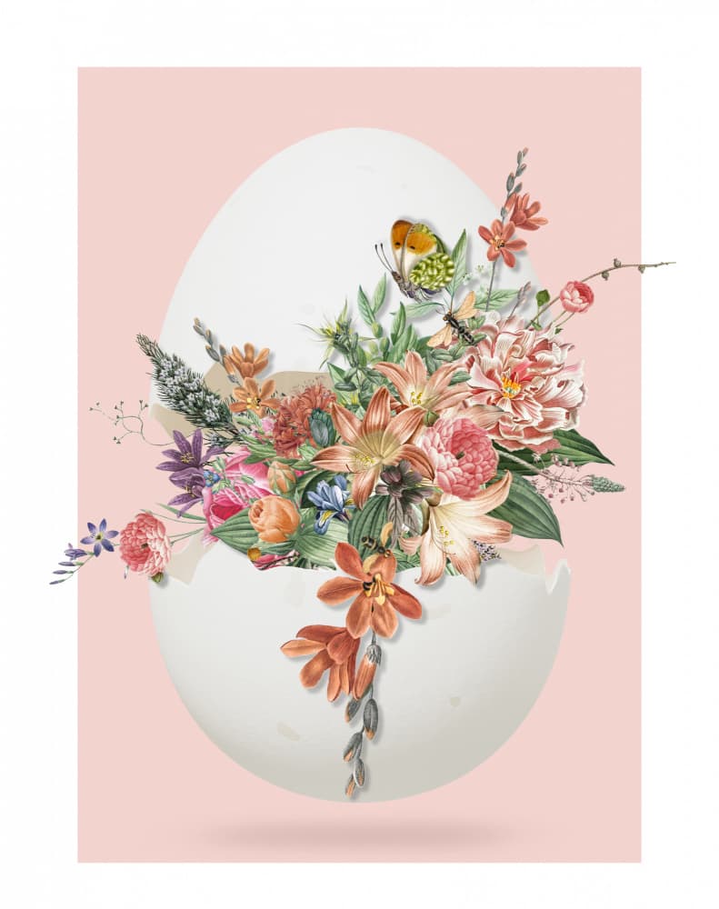 Floral Easter Egg by Marja van den Hurk — canvas wall art