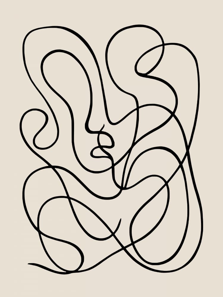 Fluid Line Portrait by Little Dean — canvas wall art