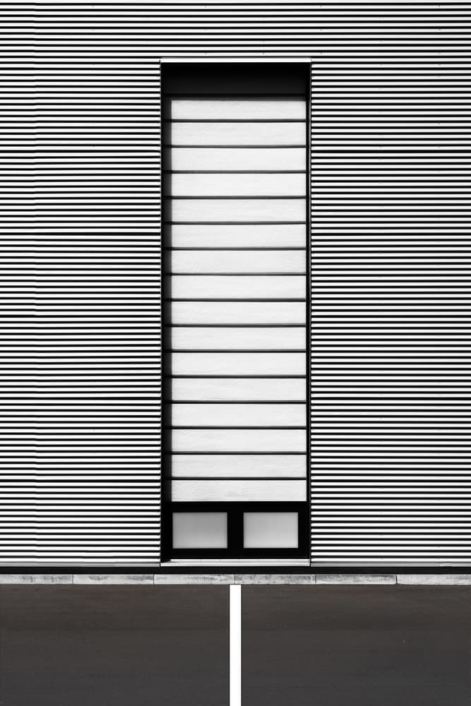 Monochrome Striped Facade by Rolf Endermann — canvas wall art