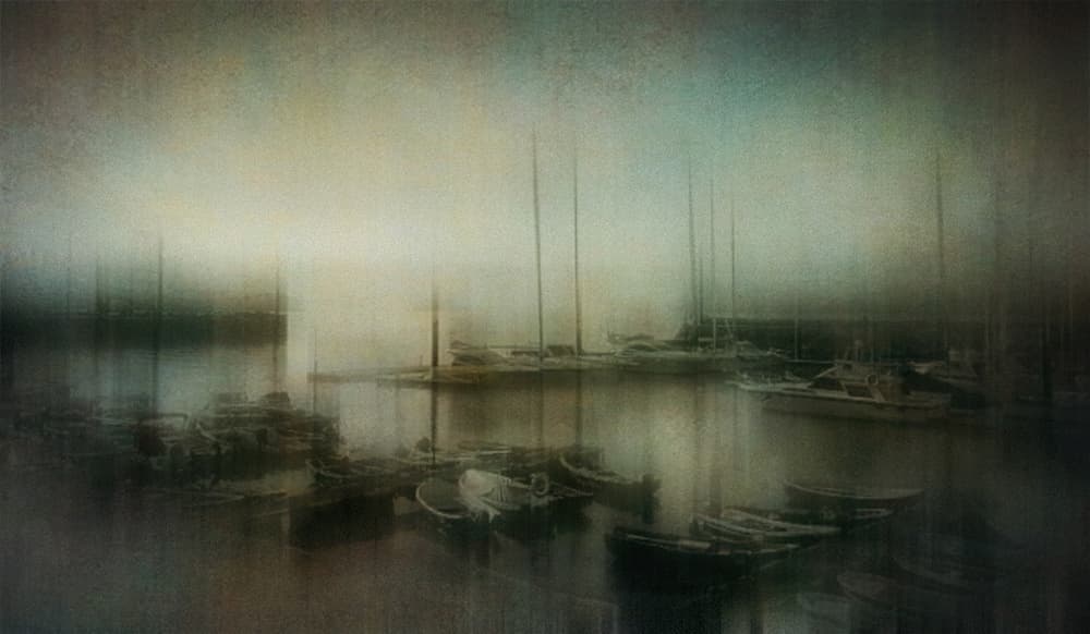 Misty Harbor Boats by Orkidea W. — canvas wall art