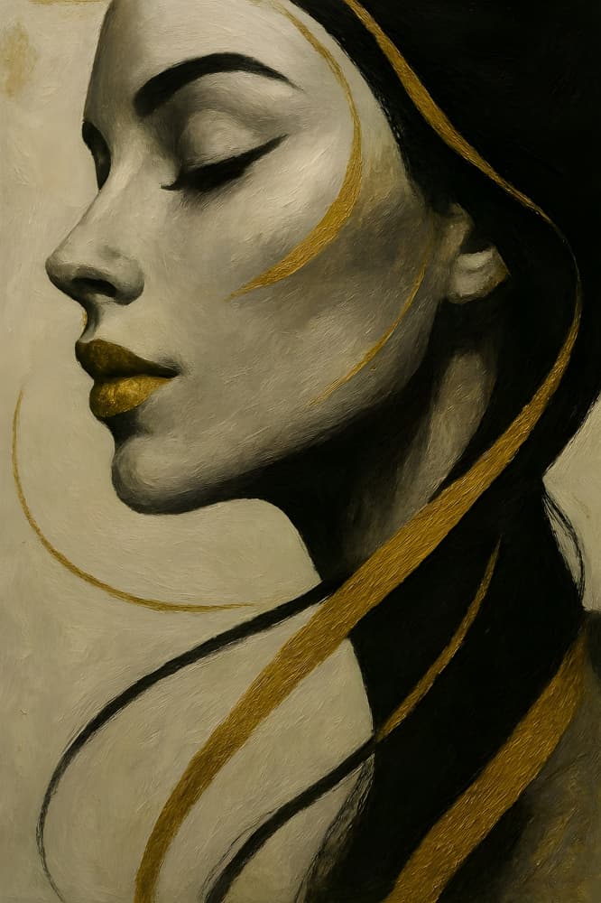 Elegant Golden Profile by HUGO — canvas wall art