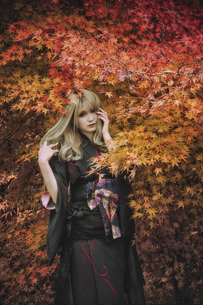 Woman in Autumn Kimono by KOIKI — canvas wall art