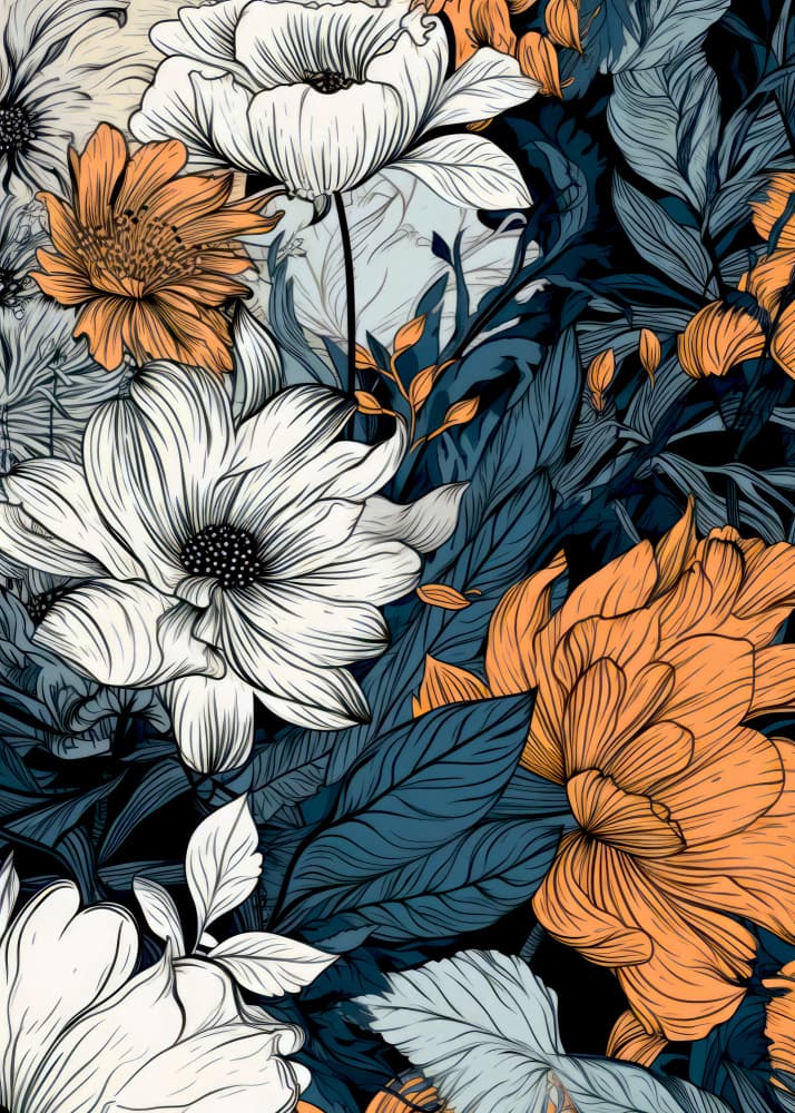 Moody Floral Pattern by Justyna Jaszke — canvas wall art