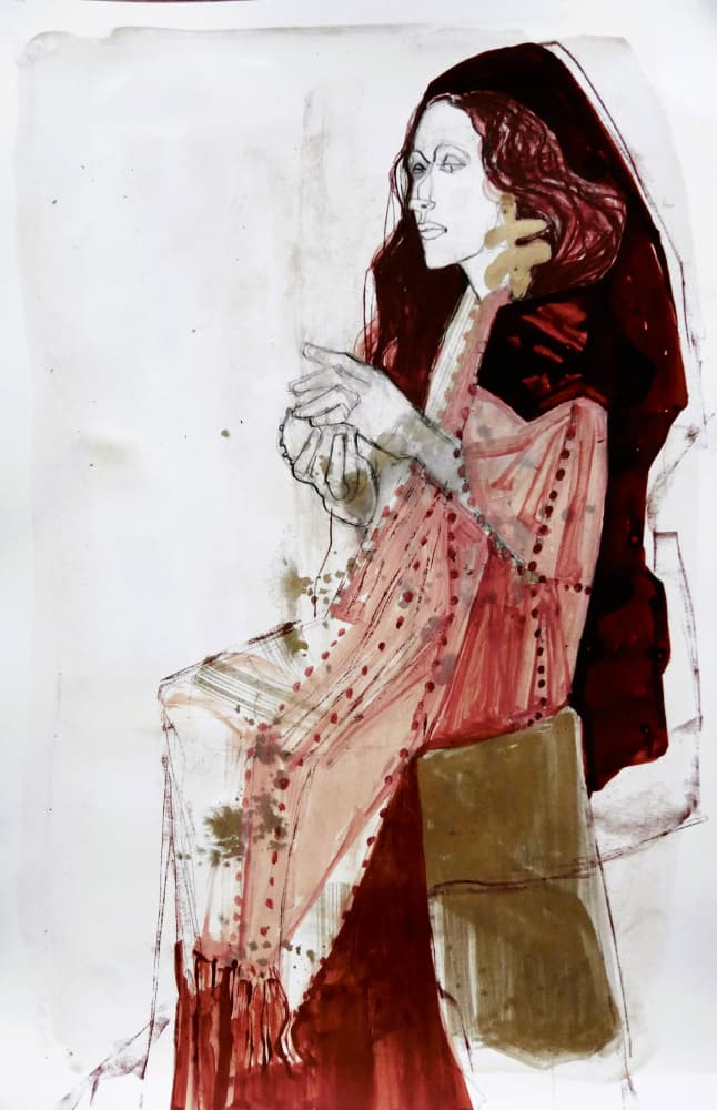 Elegant Lady in Red by Doris Schmitz — canvas wall art