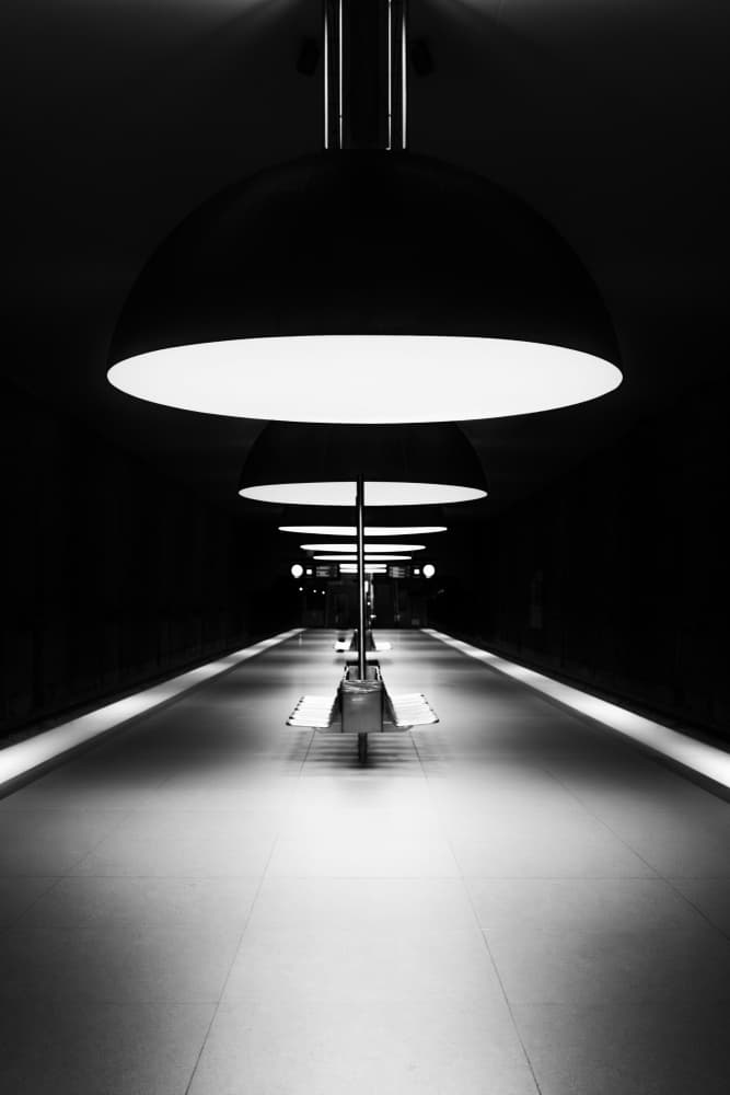 Empty Metro Platform Lights by Andy Dauer — canvas wall art