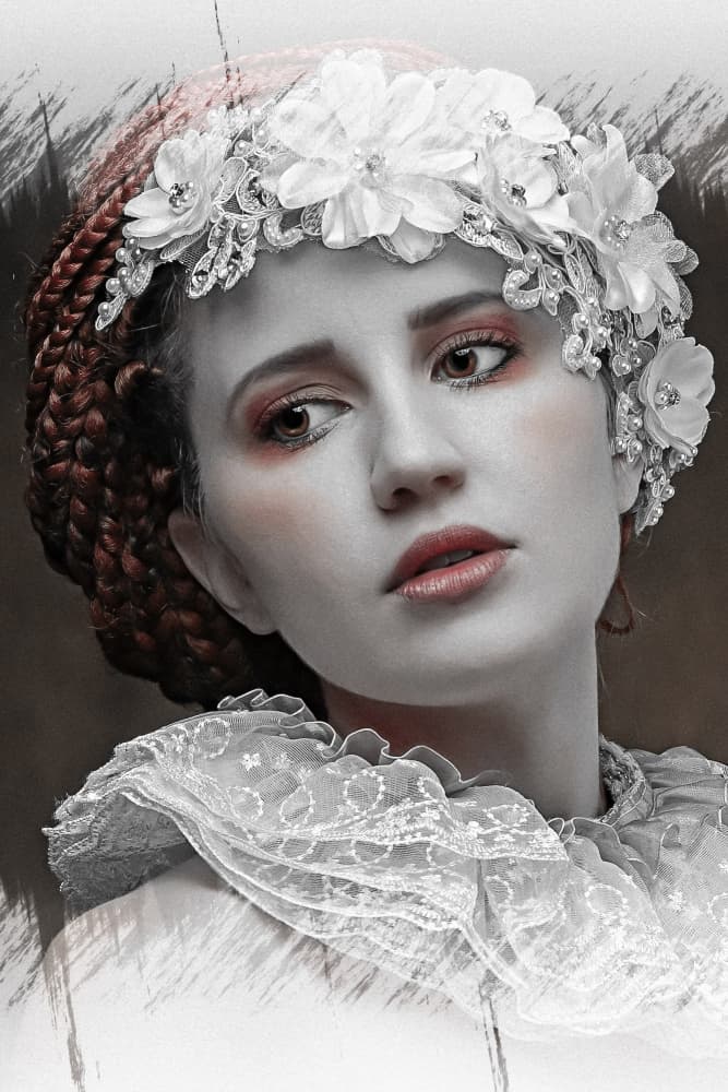 Ethereal Floral Crown Portrait by Jan Slotboom — canvas wall art
