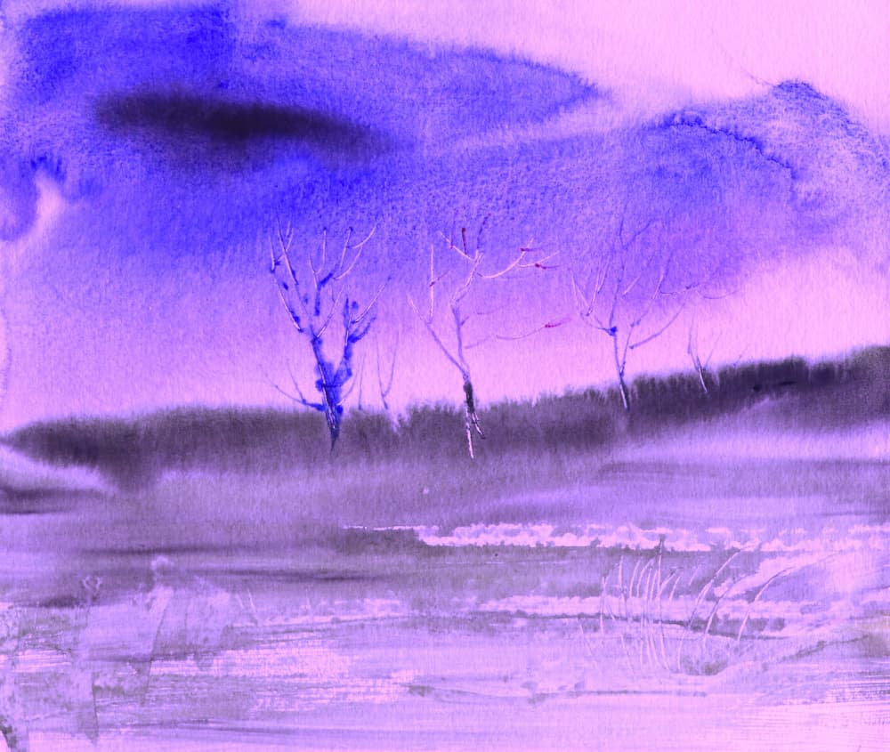Purple Winter Landscape by Santhosh ch — canvas wall art