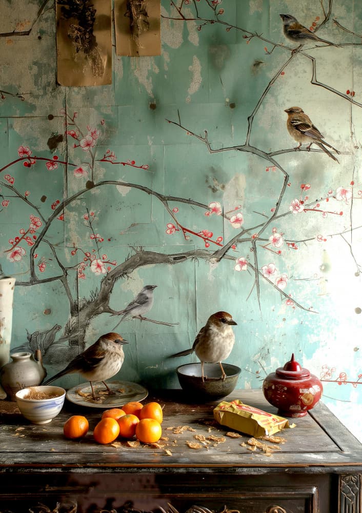 Blossoms and Birds by Niky Rahner — canvas wall art