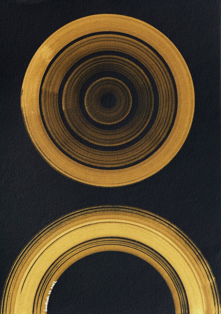 Golden Concentric Circles by Santhosh ch — canvas wall art
