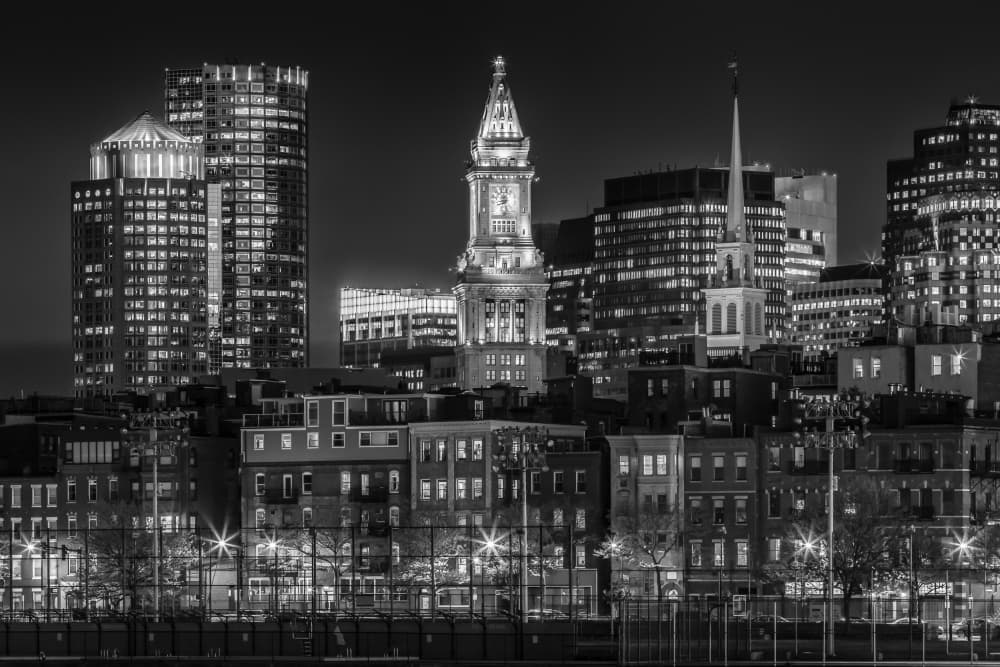 Historic Boston Night by Melanie Viola — canvas wall art