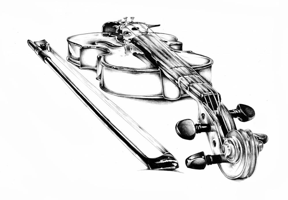 Elegant Violin Drawing by Kulik — canvas wall art