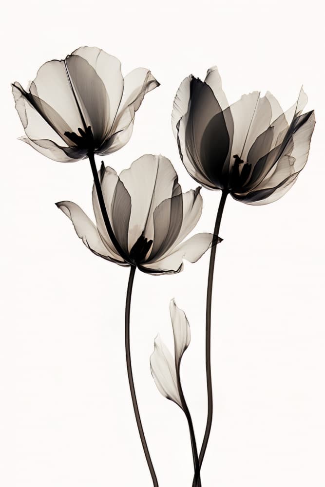 Ethereal X-ray Tulips by Bilge Paksoylu — canvas wall art