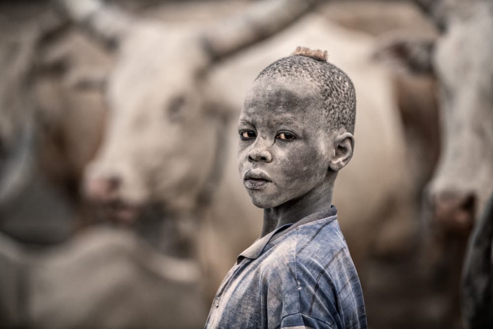Young Mundari herder by Trevor Cole — canvas wall art