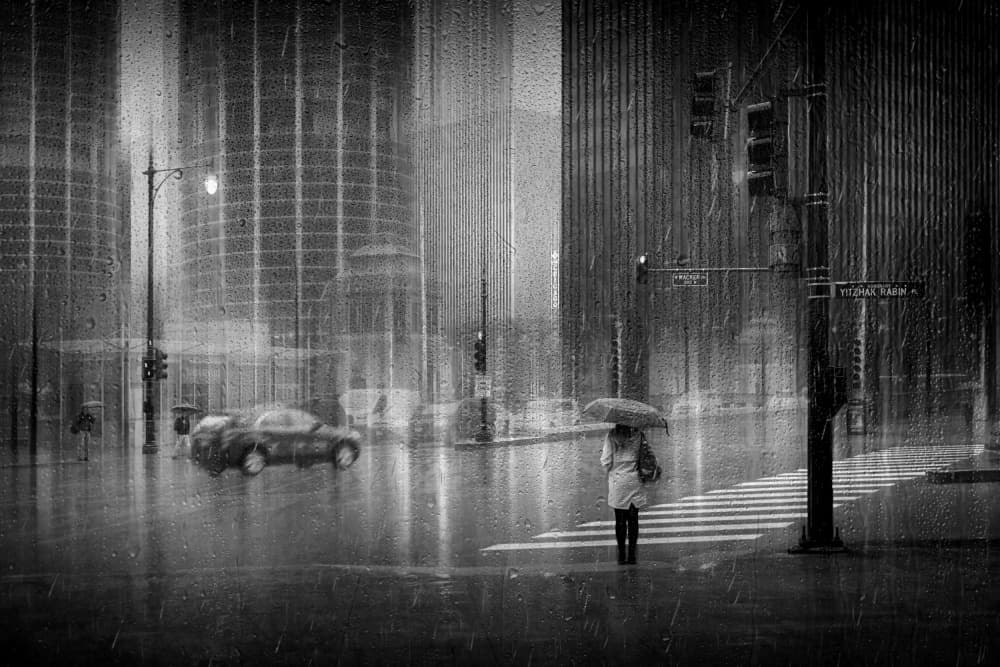 Rainy City Umbrella Walk by Roswitha Schleicher-Schwarz — canvas wall art