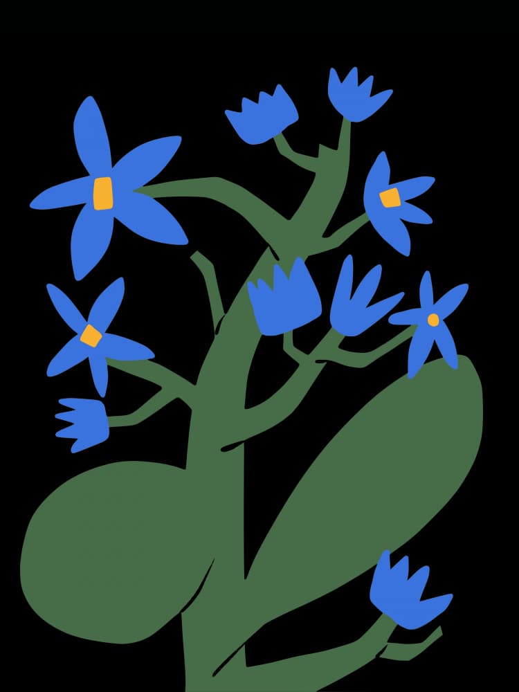 Modern Blue Flowers by Little Dean — canvas wall art