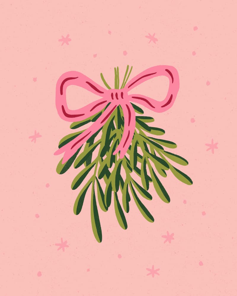 Festive Mistletoe Kiss by Angela Minca — canvas wall art